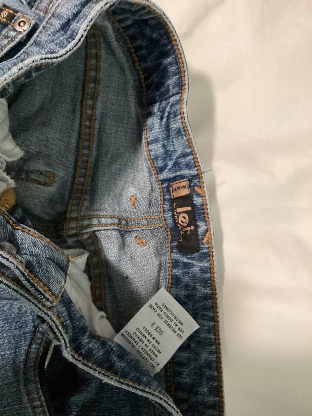 lei Light Blue Boot Cut Denim Jeans with Black leather trim - Picture 5 of 7